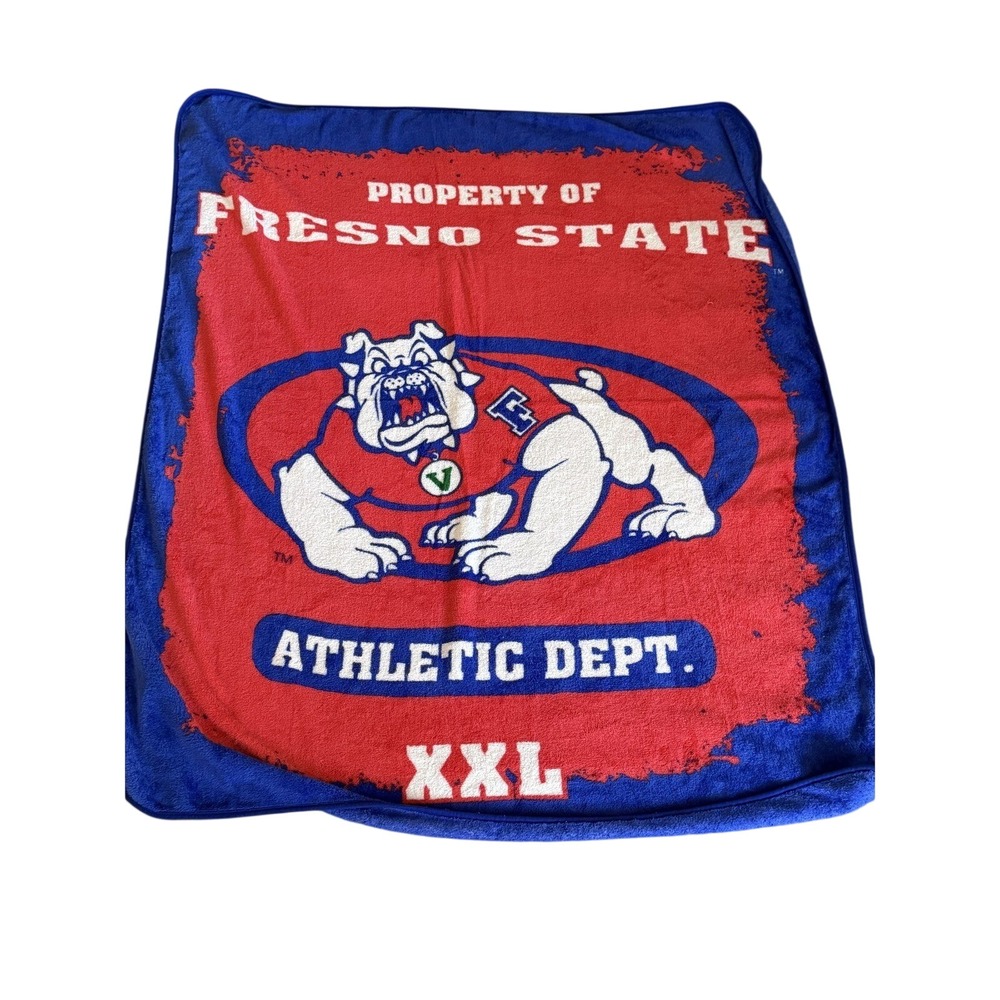 Fresno State Bulldogs Athletic Dept Fleece Throw Blanket 48x60 Red Blue NCAA Fan